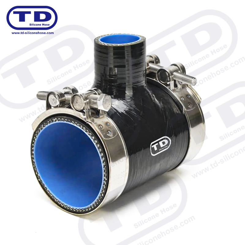 Mangueira de silicone em forma de T.