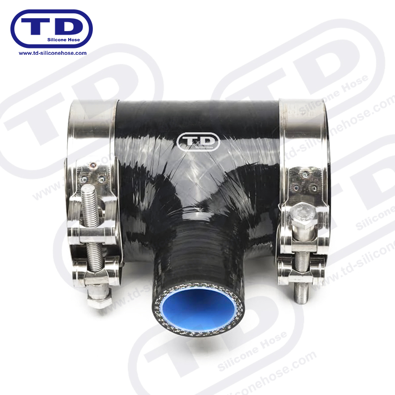 Mangueira de silicone em forma de T.
